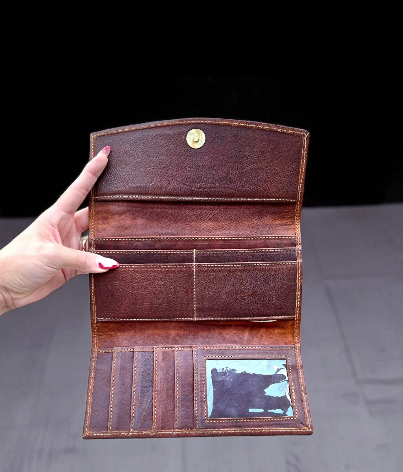 Tan Feathers Tooled Leather Wallet