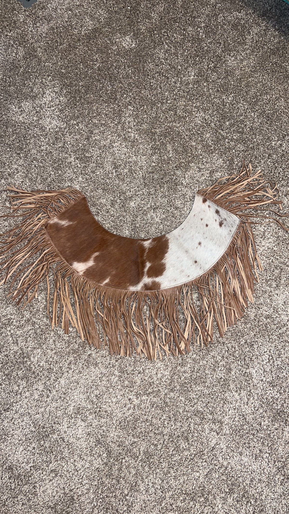 Tan Cowhide Fringe Capelet