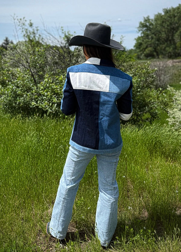 Denim Patchwork Button Down Shacket