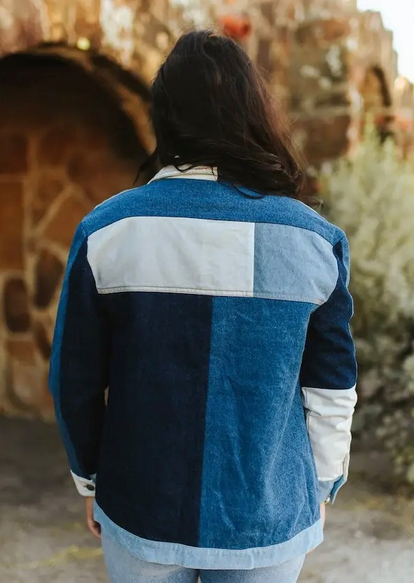 Denim Patchwork Button Down Shacket