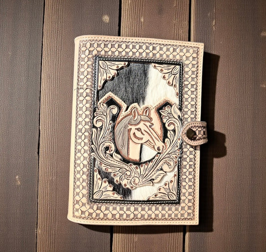 QH Tooled Leather & Cowhide Bible Cover