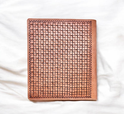 Checkerboard Bow Tooled Leather Folder