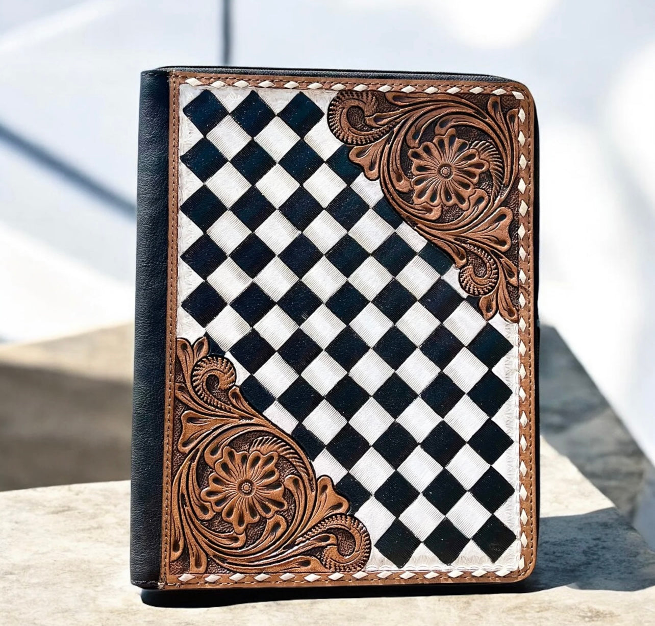 Checkerboard Tooled Leather Planner