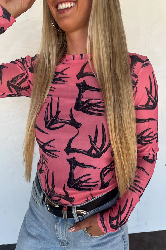 PREORDER- HUNTING DRESS IT UP MESH TOP: Antlers