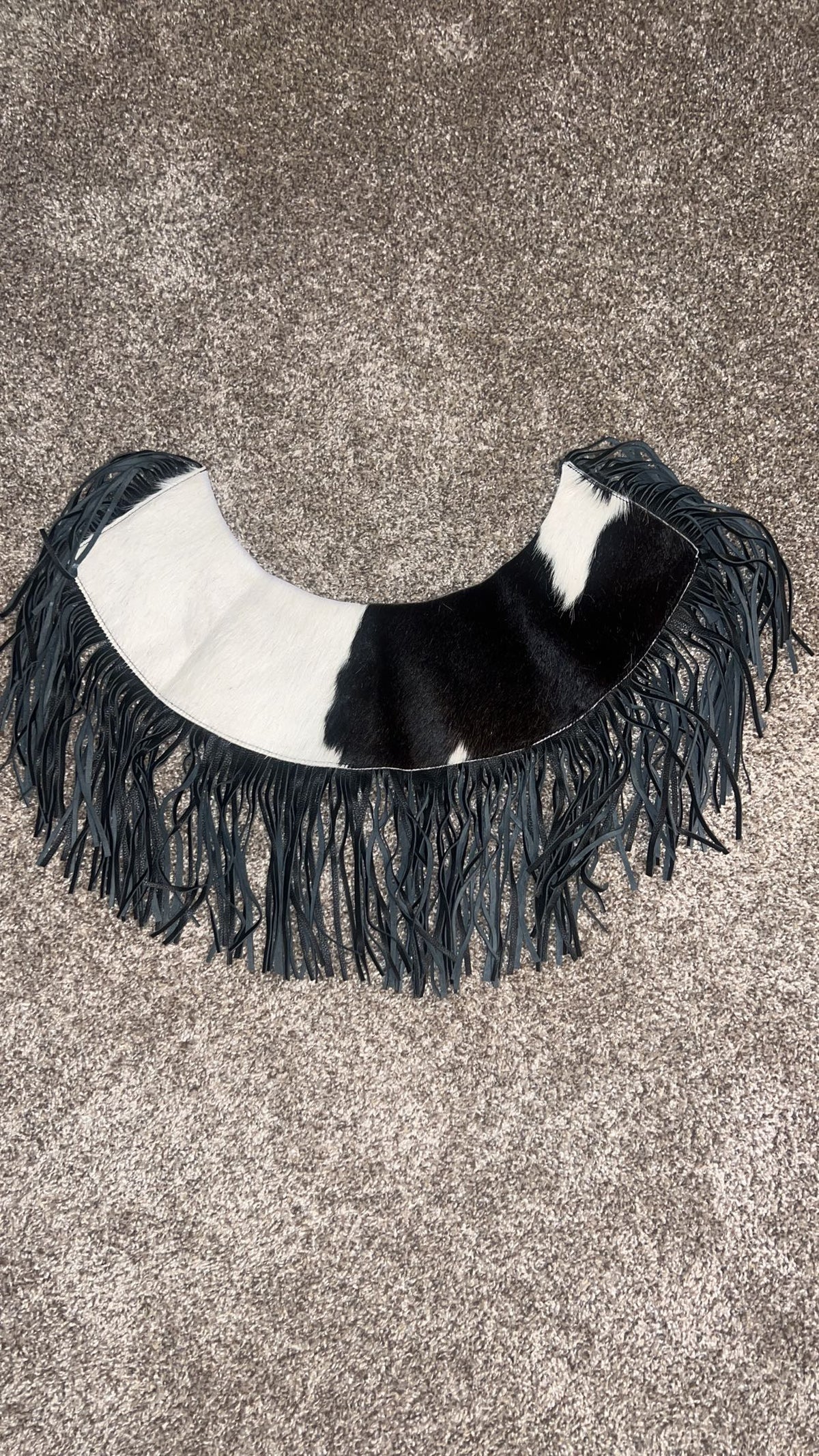 Black Cowhide Fringe Capelet
